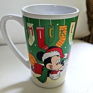 DISNEY Mickey Mouse Holiday Mug  12 Oz Red & Green